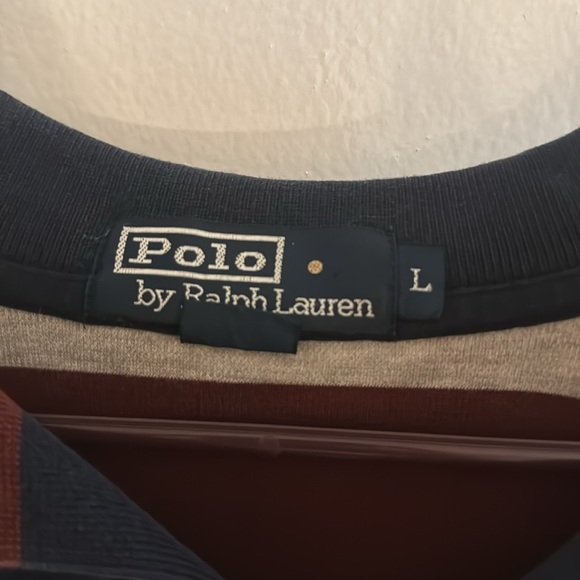 Polo Ralph Lauren Collared Shirt - Short Sleeve - Navy Maroon Gray Striped - L - Picture 2 of 4